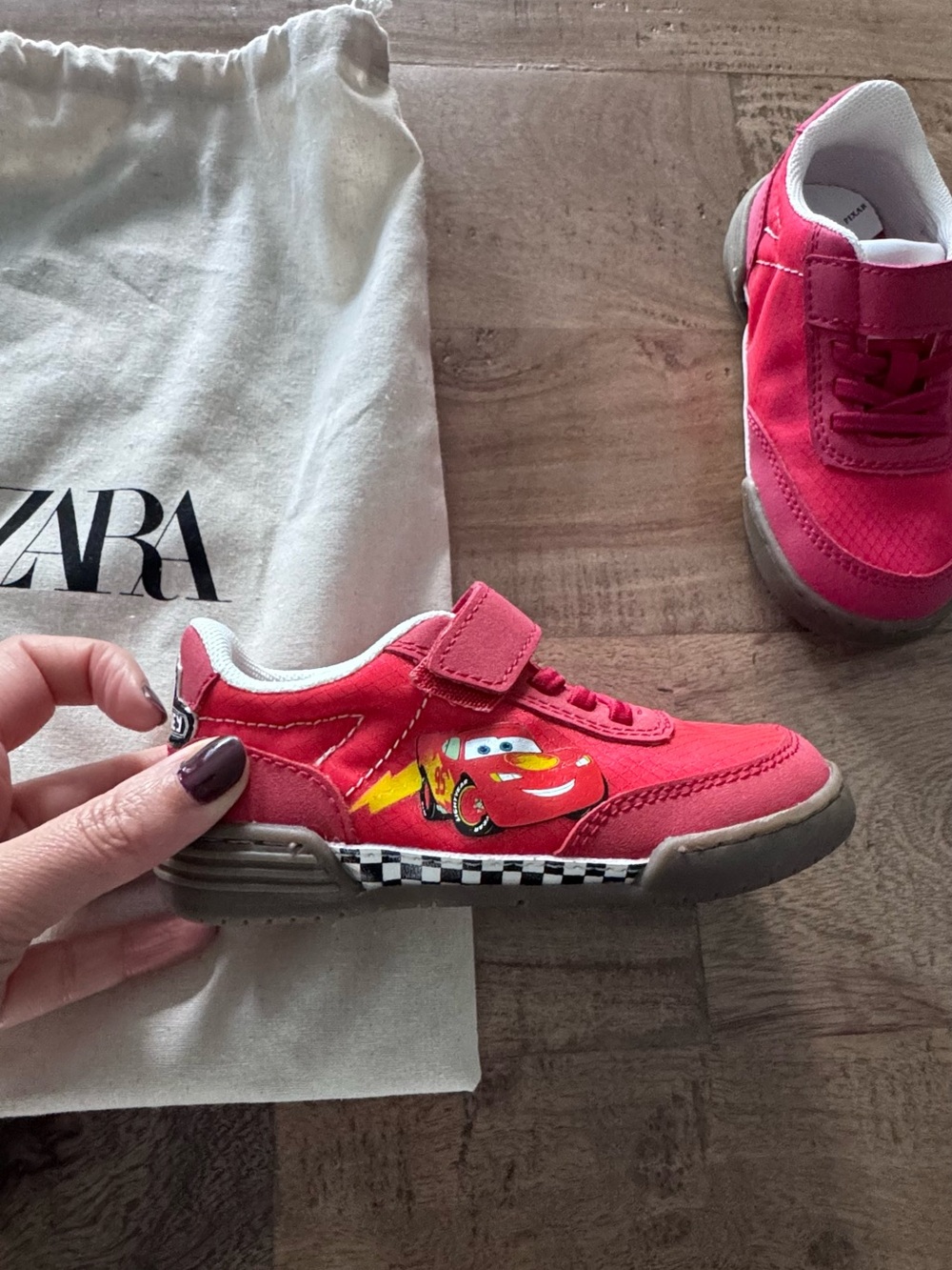 Zara X Disney Kids Red Lightning McQueen Sneakers sz 6.5-7